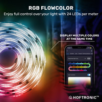Smart LED-Streifen - WiFi + Bluetooth - Flow Color - 2x 5 Meter - 12V - IP65 für den Innenbereich - Steuerbar per App - Musikmodus - Inklusive Fernbedienung - LED-Lichtschlange - Komplettset