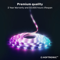 Smart LED Strip RGB Flow Color - 2x 5 metres - WiFi + Bluetooth- 12V - Google Home, Amazon Alexa and Siri - 16.5 million colours - IP65 for indoor and outdoor use - Controllable via app - Music mode - Remote control included - Lightsnake - Complete set