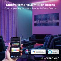 Smart LED Strip 5m - IP67 waterdicht voor buiten - 12V - RGB Flow Color - WiFi + Bluetooth - 16,5 miljoen kleuren met 120 LEDs - Voor Google Home, Amazon Alexa en Siri