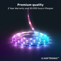 Smart LED Strip 5m - IP67 waterdicht voor buiten - 12V - RGB Flow Color - WiFi + Bluetooth - 16,5 miljoen kleuren met 120 LEDs - Voor Google Home, Amazon Alexa en Siri
