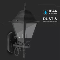 Classic LED wall lamp XL - Incl. E27 lamp with twilight sensor - 3000K warm white - IP44 ideal as outdoor lighting - Black