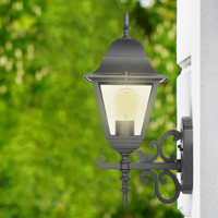 Classic LED wall lamp XL - Incl. E27 lamp with twilight sensor - 3000K warm white - IP44 ideal as outdoor lighting - Black