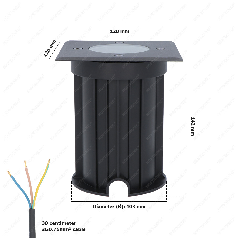6x Ramsay dimbare LED grondspot - Vierkant - Zwart - 6000K daglicht wit - 5 Watt - IP67 straal waterdicht - 3 jaar garantie Grondspot buiten 230V