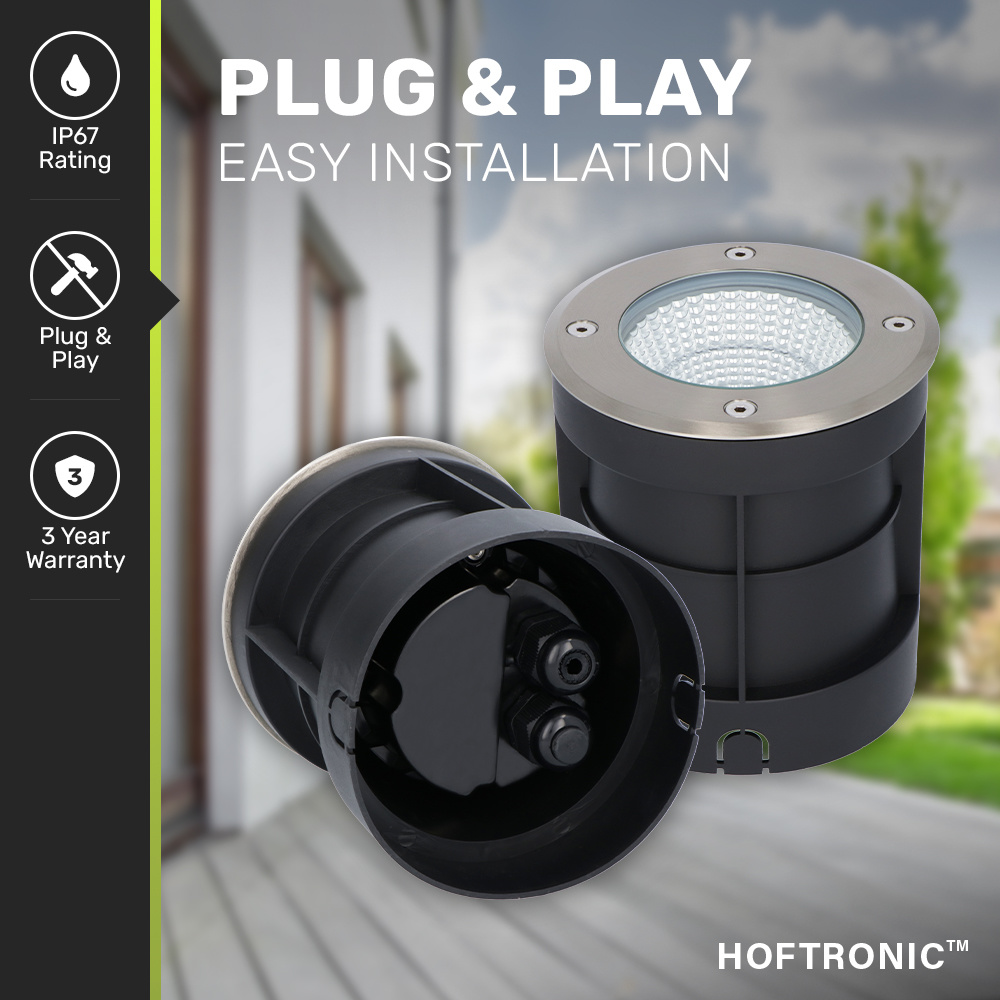 9x Donnie LED Grondspot RVS - Rond - 4000K Neutraal wit - 6 Watt - IP67 waterdicht voor buiten - 3 jaar garantie Grondspot buiten 230V