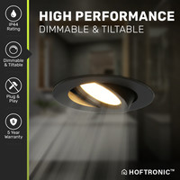 Set of 3 LED recessed downlight Rome black IP44 6 Watt 2700K dimmable tiltable 5 years warranty
