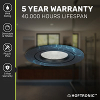 Set of 3 LED recessed downlight Rome black IP44 6 Watt 2700K dimmable tiltable 5 years warranty