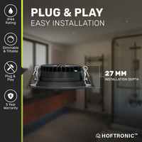 Satz mit 6 Stück LED Einbaustrahler Rome Schwarz IP44 6 Watt Ultra Flach 2700K Dimmbar Schwenkbar 5 Jahre Garantie
