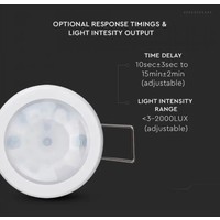 PIR bewegingssensor met schemerschakelaar 360° - Bereik 8 meter Maximaal 400 Watt - IP20 - Inbouw - Wit