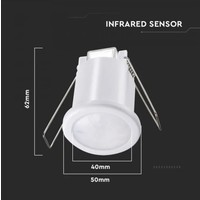 PIR bewegingssensor met schemerschakelaar 360° - Bereik 8 meter Maximaal 400 Watt - IP20 - Inbouw - Wit