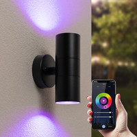 Intelligenter WiFi LED-Wandleuchte Blenda RGBWW GU10 rund beidseitig leuchtend Schwarz IP65