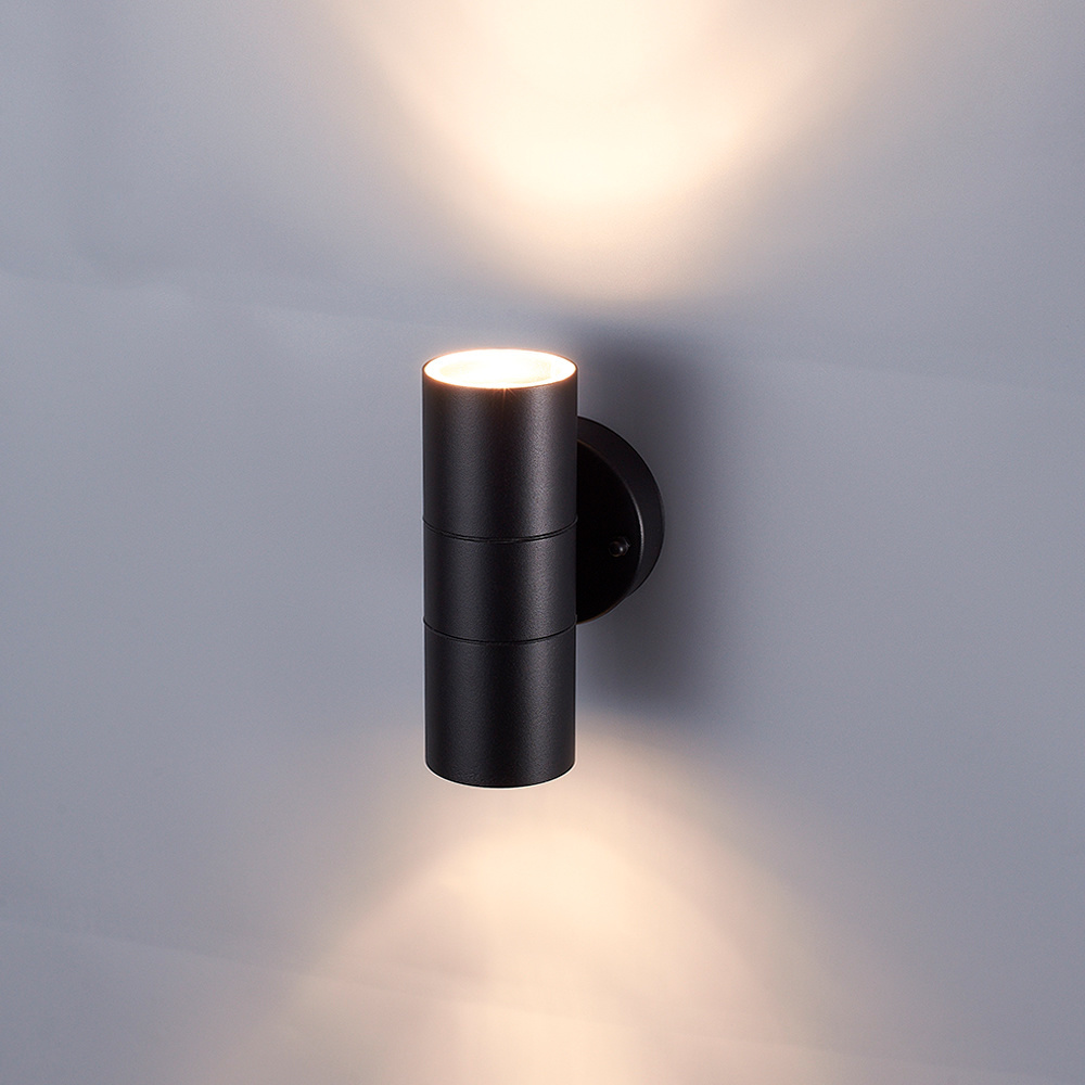 Blenda dimbare LED Wandlamp - 4000K neutraal wit - GU10 - Rond - Up & Down light - Zwart - IP44 voor buiten voor binnen en buiten