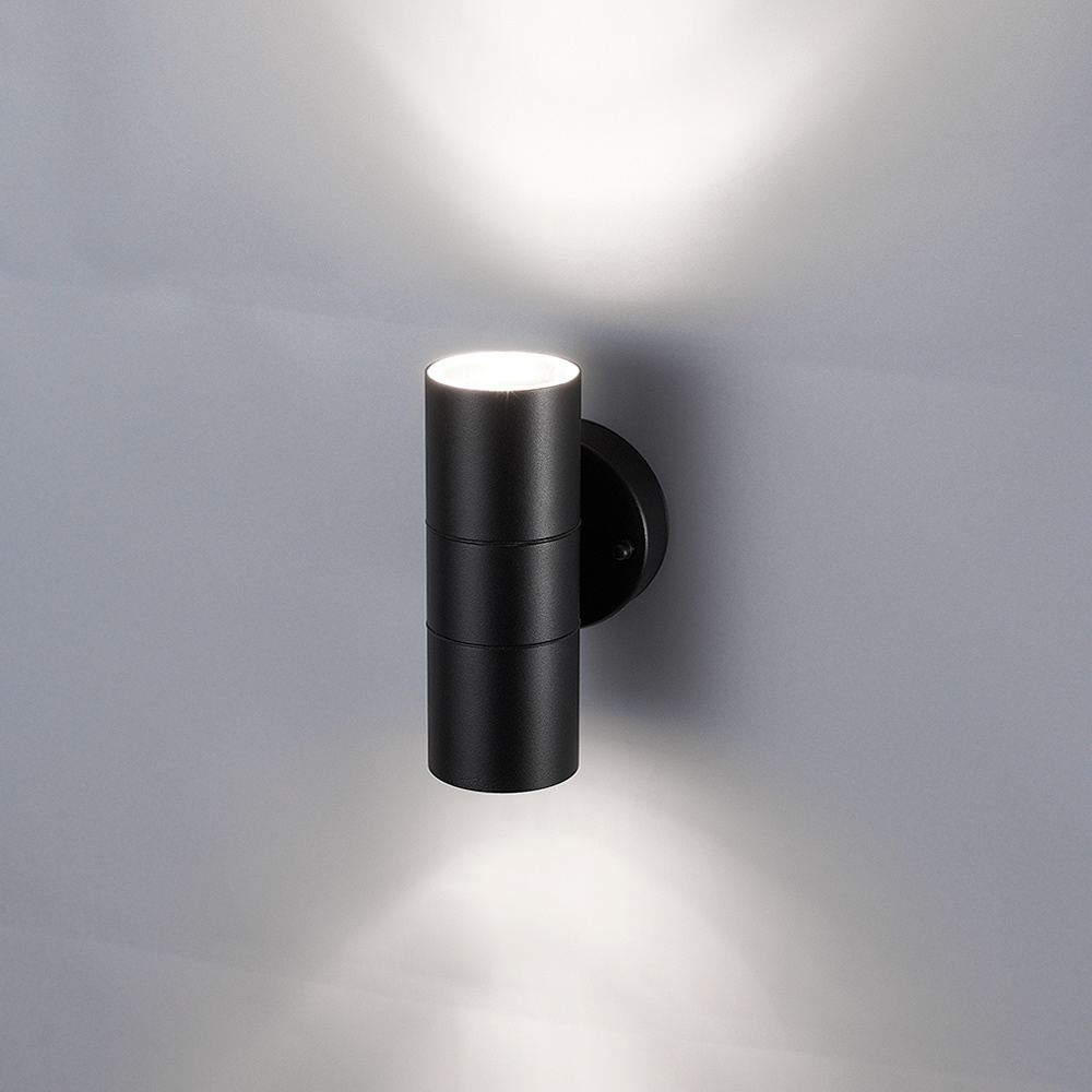 Blenda dimbare LED Wandlamp - 6000K daglicht wit - GU10 - Rond - Up & Down light - Zwart - IP44 voor buiten voor binnen en buiten