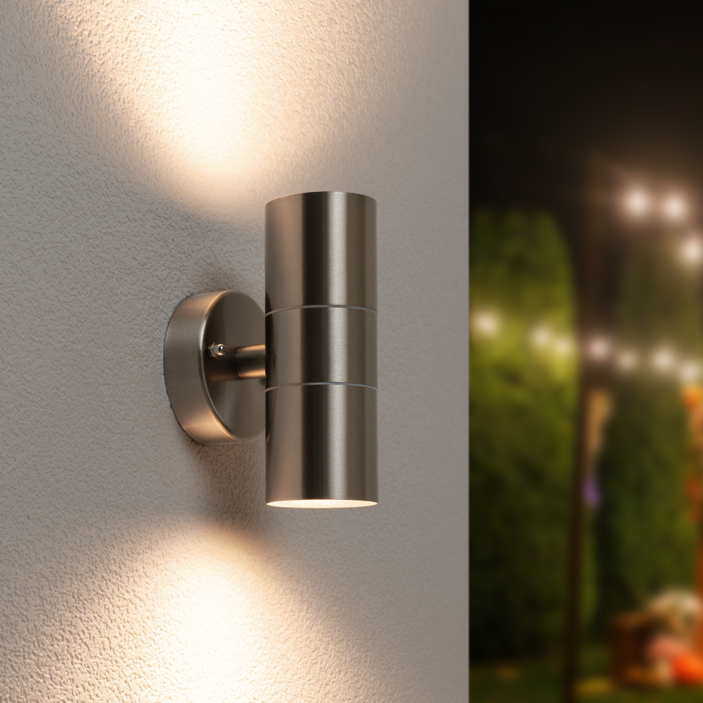 HOFTRONIC™ Jasmin dimbare LED Wandlamp 4000K neutraal wit GU10 Rond Up Down light RVS IP44 voor buiten