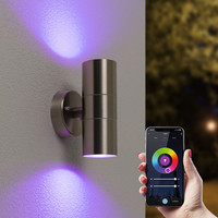 Smart WiFi LED Wall light Jasmin RGBWW GU10 round double-sided illuminated stainless steel IP44