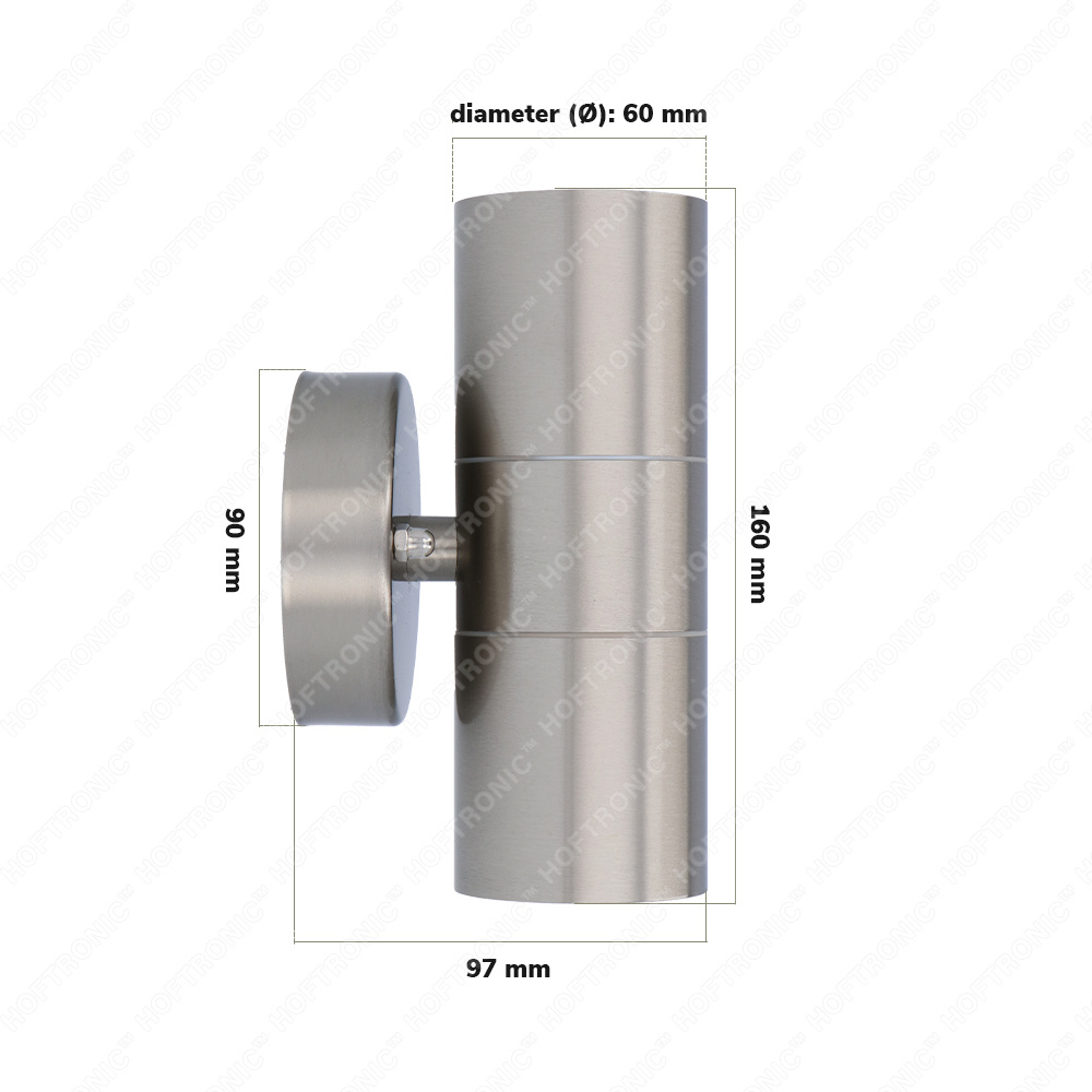 LED Wandlamp Jasmin GU10 rond - RVS - IP44 voor binnen en buiten