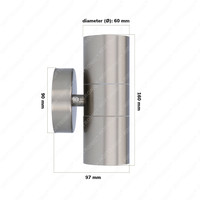 Jasmin dimmbare LED-Wandleuchte - 2700K warmweiß - GU10 - Rund - Up & Down Licht - Rostfreier Stahl - IP44 für den Außenbereich