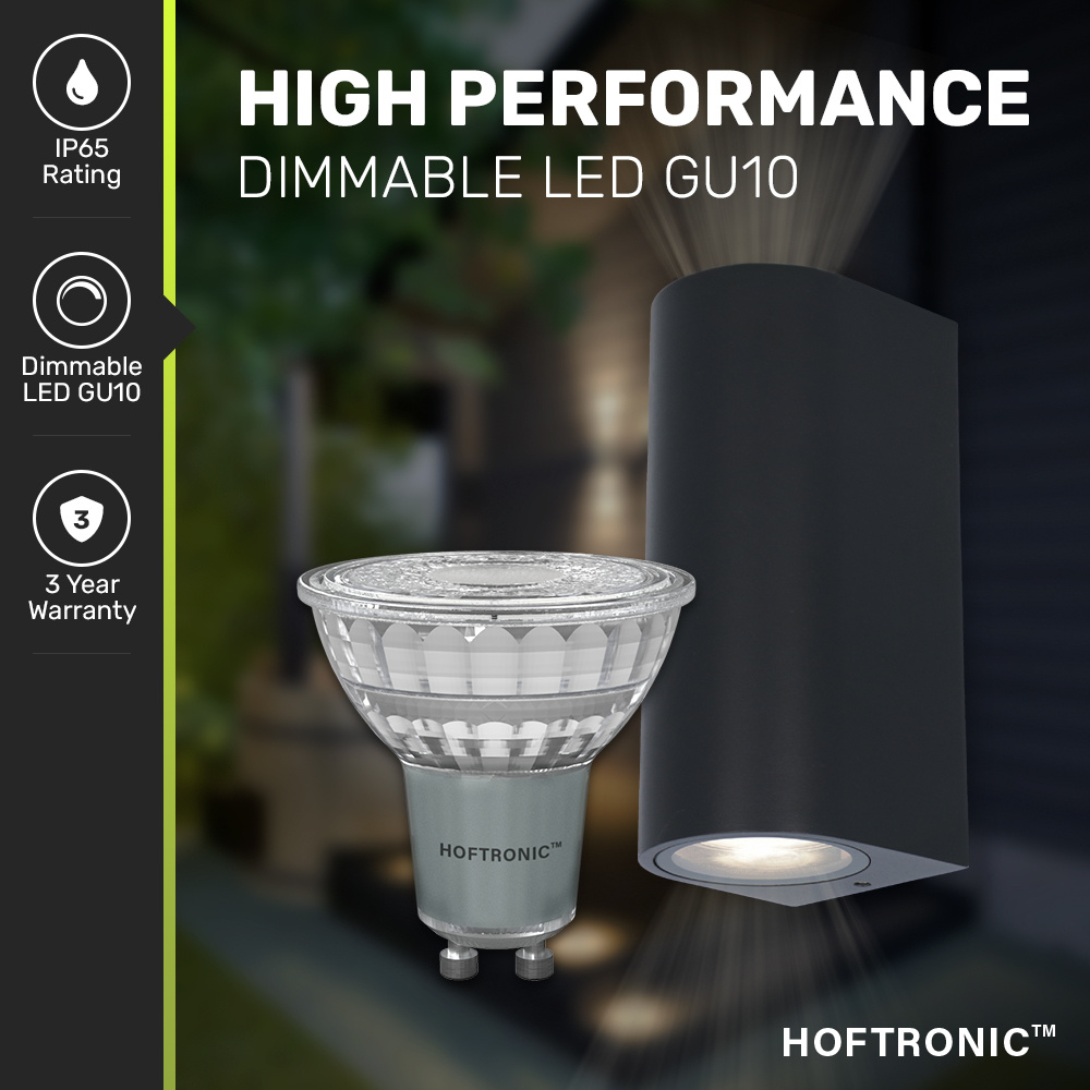 Douglas dimbare LED Wandlamp - 4000K neutraal wit - GU10 - Rond - Up & Down light - Zwart - IP65 voor buiten voor binnen en buiten