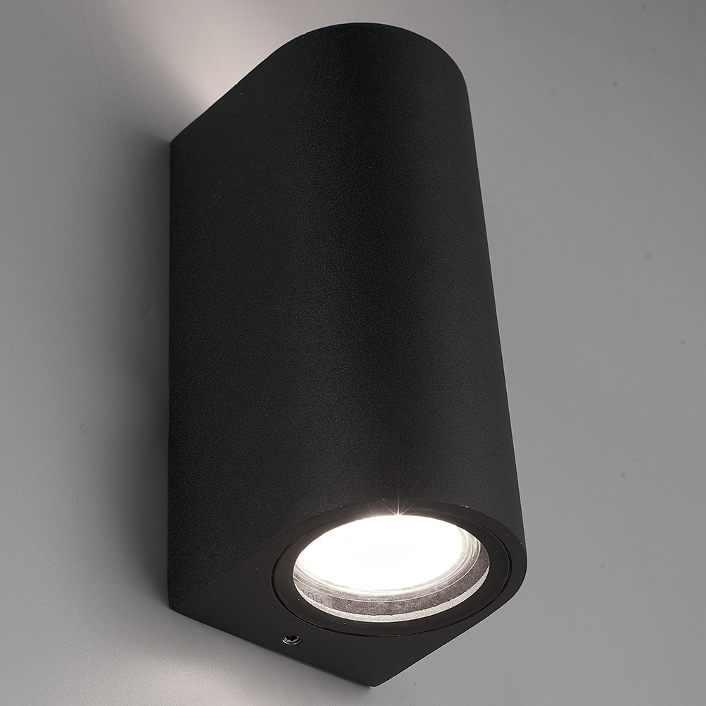 Douglas dimbare LED Wandlamp - 6000K daglicht wit - GU10 - Rond - Up & Down light - Zwart - IP65 voor buiten voor binnen en buiten
