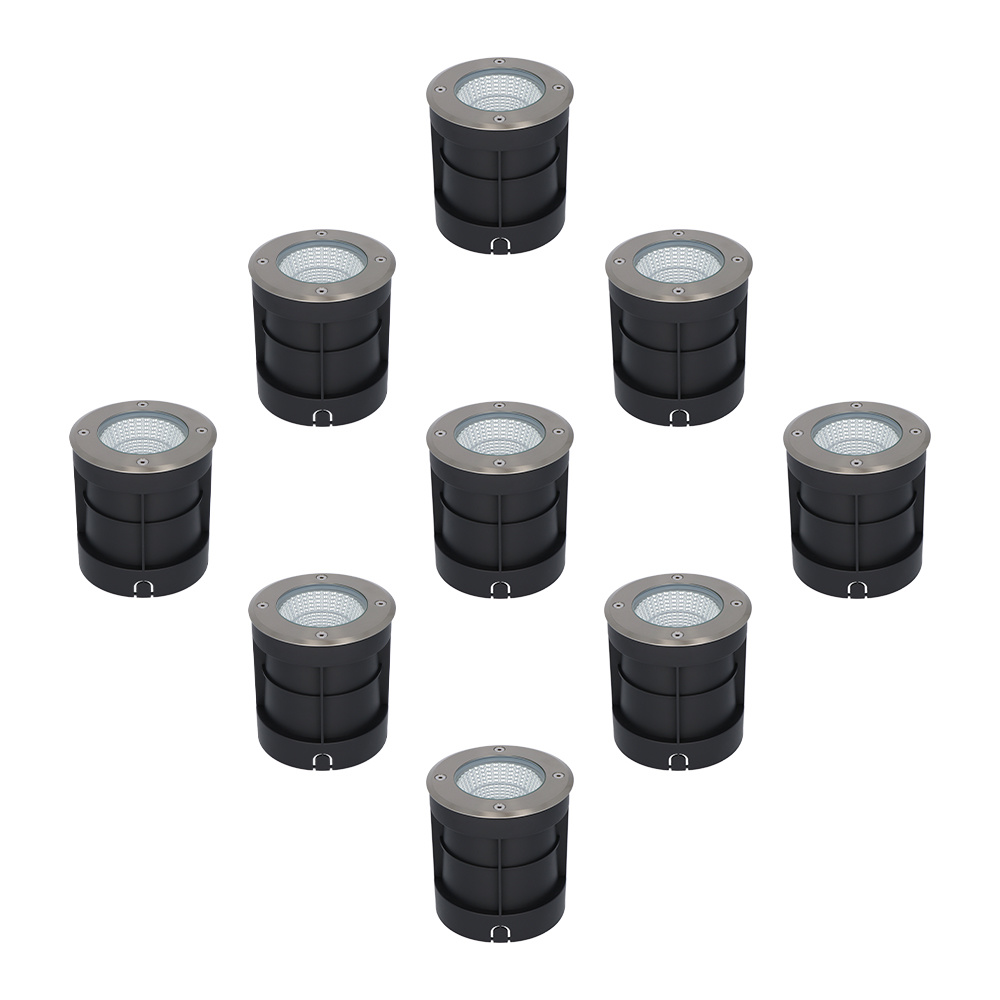 9x Donnie LED Grondspot RVS - Rond - 4000K Neutraal wit - 6 Watt - IP67 waterdicht voor buiten - 3 jaar garantie Grondspot buiten 230V