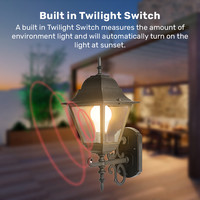 Classic LED wall lamp XL - Incl. E27 lamp with twilight sensor - 3000K warm white - IP44 ideal as outdoor lighting - Black