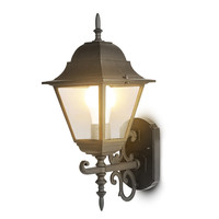 Classic LED wall lamp XL - Incl. E27 lamp with twilight sensor - 3000K warm white - IP44 ideal as outdoor lighting - Black