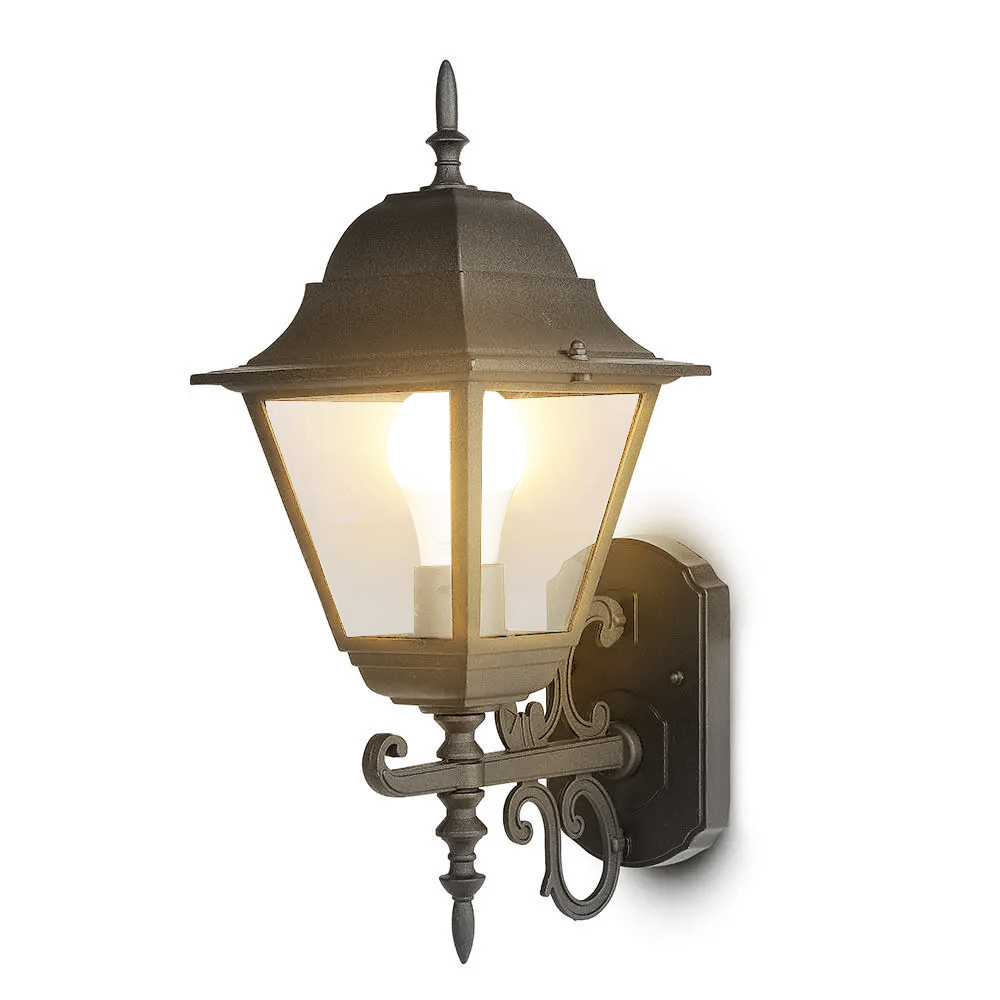 V-TAC Klassieke LED wandlamp XL - Incl. E27 lamp met schemersensor - 3000K warm wit - IP44 ideaal als buitenverlichting - Zwart
