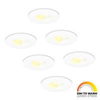 6x Barcelona LED inbouwspots - 3,8 Watt - Dim to Warm - 2200-2700K - GU10 LED module - Dimbaar - Lagere inbouwdiepte - IP44 voor vochtige ruimtes - Wit