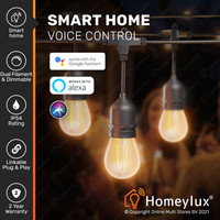 Slimme LED prikkabel - 15m - incl. 15 smart filament lampen - Lichtsnoer met A60 lichtbronnen - geschikt voor buiten - Smart string light - WWCW