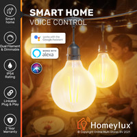 Smart LED lichterkette - 15m - inkl. 15 Smart Filament Lampen - Lichtkabel mit G125 Lichtquellen - für den Außenbereich geeignet - Smarte Lichterkette - WWCW