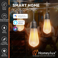 Smart LED lichterkette - 15m - inkl. 15 Smart Filament Lampen - Lichtkabel mit ST64 Lichtquellen - für den Außenbereich geeignet - Smarte Lichterkette - WWCW