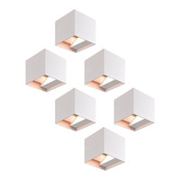 Set van 6 Dimbare LED Wandlamp Kansas wit 6 Watt 3000K Up & Down light IP54
