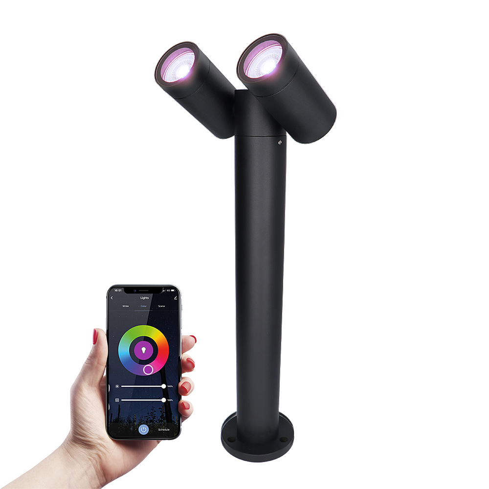 HOFTRONIC Aspen double Smart WiFi & Bluetooth LED sokkellamp 45cm - Kantelbaar - incl. 2x GU10 - RGB