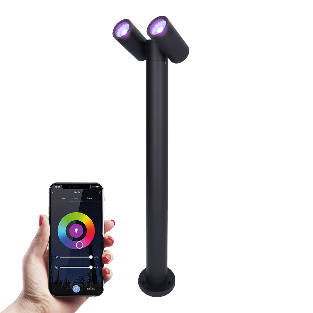 HOFTRONIC Aspen double Smart WiFi & Bluetooth LED sokkellamp 60cm - Kantelbaar - incl. 2x GU10 - RGB