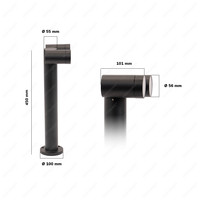 Aspen double LED pedestal lamp 45cm - Tiltable - GU10 fittings - IP65 waterproof - Black - Outdoor lamp suitable as path lighting