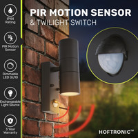 Blenda wall light - 2700K warm white - Motion detector and twilight switch - Black - IP44 splash proof - Up & Downlight for outdoor use