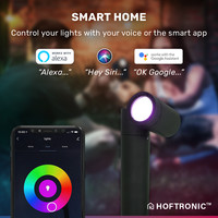 9x Pinero smart LED prikspots - RGBWW - WiFi & Bluetooth - GU10 fitting - Kantelbaar - Dimbaar via app - Tuinspot - Pinspot - Slimme verlichting - Google assistant & Amazon Alexa - IP65 voor buiten - Zwart