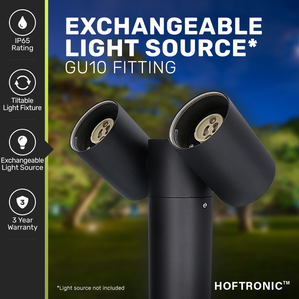 Pinero Double - Kantelbare LED prikspot Dubbel Zwart - Excl. GU10 - Dimbaar - Tuinspot - IP65 waterdicht voor binnen en buiten - 3 jaar garantie - Tui