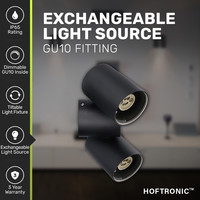 Silva Wandleuchte - Wandlampe - Schwenkbar - mit 2 Spotlights -2700 Kelvin Warmweiß - Deckenleuchte - IP65 wasserdicht - Schwarz