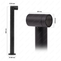 Amy LED pedestal lamp - GU10 fitting - Pathway lighting - Garden spotlight - Tiltable - ex. light source - 60 cm - For outdoor - Black