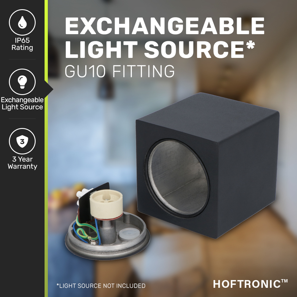 Gibbon LED opbouw plafondspot - Vierkant - IP65 waterdicht - GU10 fitting - Plafondlamp geschikt voor badkamer - Zwart