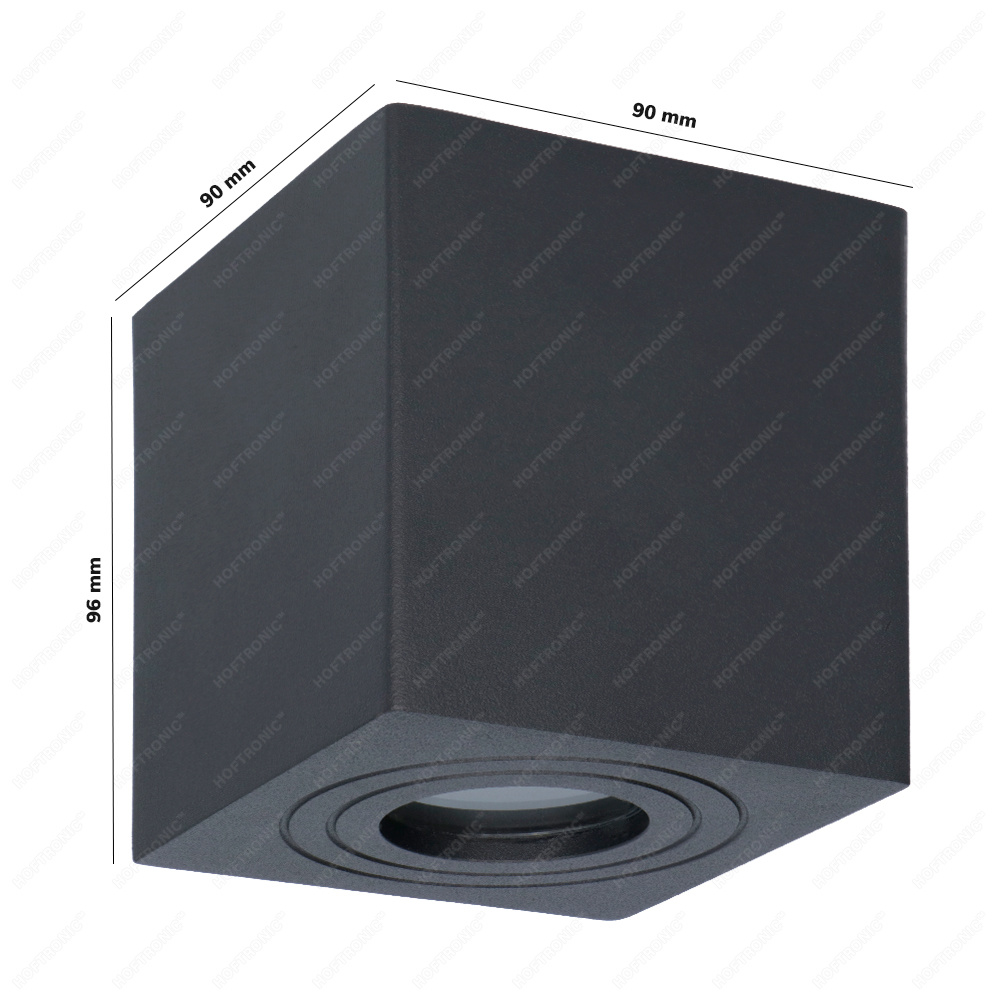Gibbon LED opbouw plafondspot - Vierkant - IP65 waterdicht - GU10 fitting - Plafondlamp geschikt voor badkamer - Zwart