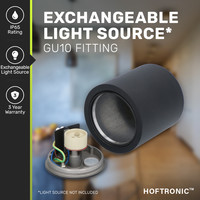 Paxton LED Downlight - Round - Black - Aluminium powder coated - IP65 suitable for bathroom and kitchen - GU10 Fitting - 3 years warranty