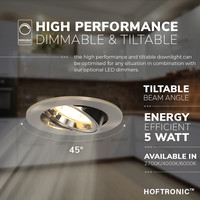 Dimbare LED inbouwspot Lublin 5 Watt 4000K neutraal wit kantelbaar IP20