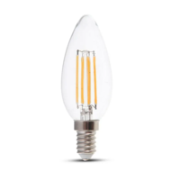 E14 LED Filament Lamp - 4 Watt & 400 Lumen - 3000K Warm witte lichtkleur - 300° stralingshoek - 20.000 branduren geschikt voor E14 fittingen