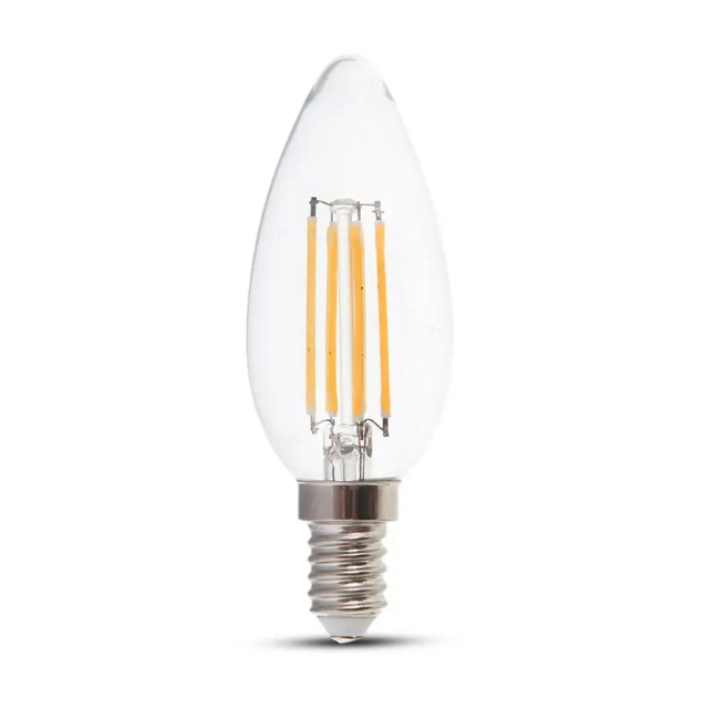 V TAC E14 LED Filament Lamp 4 Watt 400 Lumen 3000K Warm witte lichtkleur 300° stralingshoek 20.000 branduren geschikt voor E14 fittingen