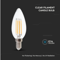 E14 LED Filament Lamp - 4 Watt & 400 Lumen - 3000K Warm witte lichtkleur - 300° stralingshoek - 20.000 branduren geschikt voor E14 fittingen
