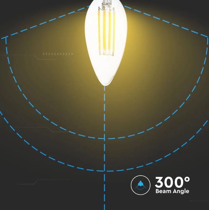 E14 LED Filament Lamp - 4 Watt & 400 Lumen - 3000K Warm witte lichtkleur - 300° stralingshoek - 20.000 branduren geschikt voor E14 fittingen