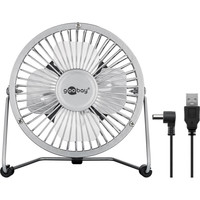 USB ventilator - Ø13cm - Met aan/uit schakelaar - Aluminium - Grijs - Bureau ventilator - Mini ventilator