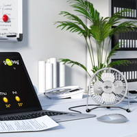 USB ventilator - Ø13cm - Met aan/uit schakelaar - Aluminium - Grijs - Bureau ventilator - Mini ventilator