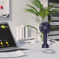 Hand fan - Ø10 cm - USB - With pedestal - 4 positions - Incl. charging cable & wristband